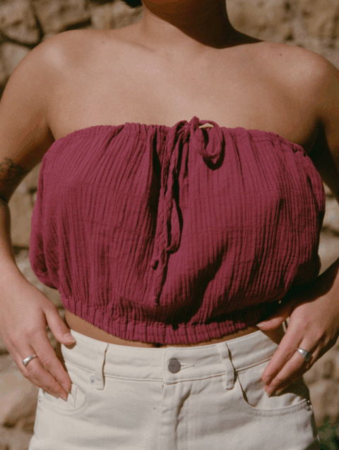 corilux Clara Top – Prune Ribbed Knit Crop